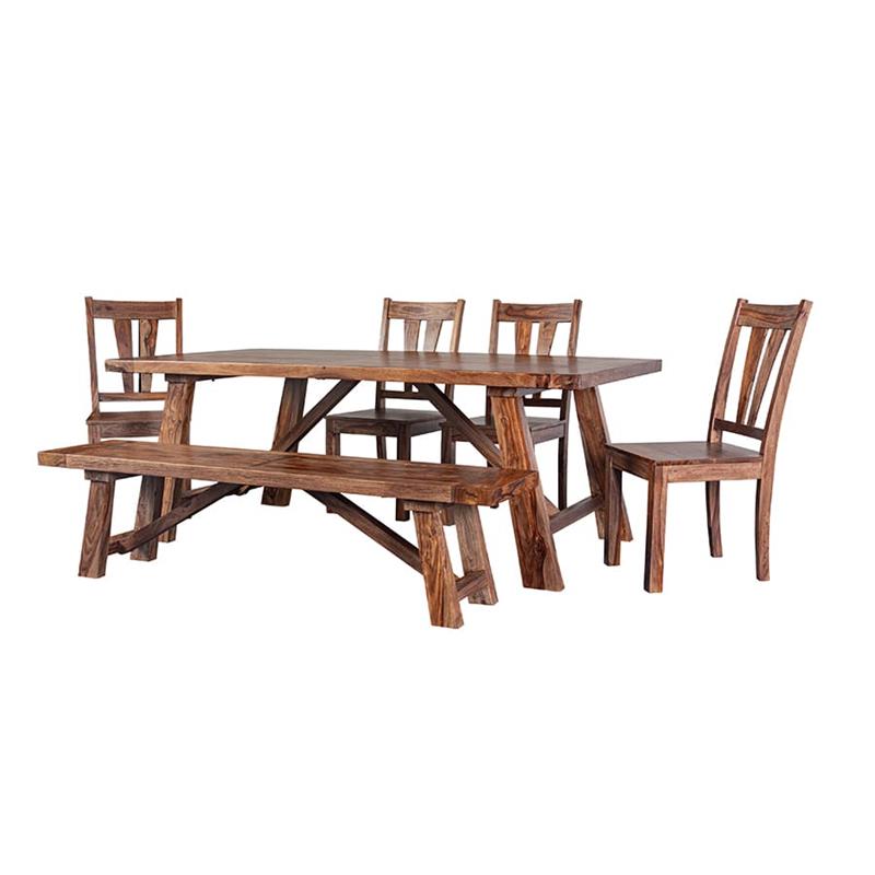 Porter Designs Kalispell Solid Sheesham Wood Dining Table in Harvest