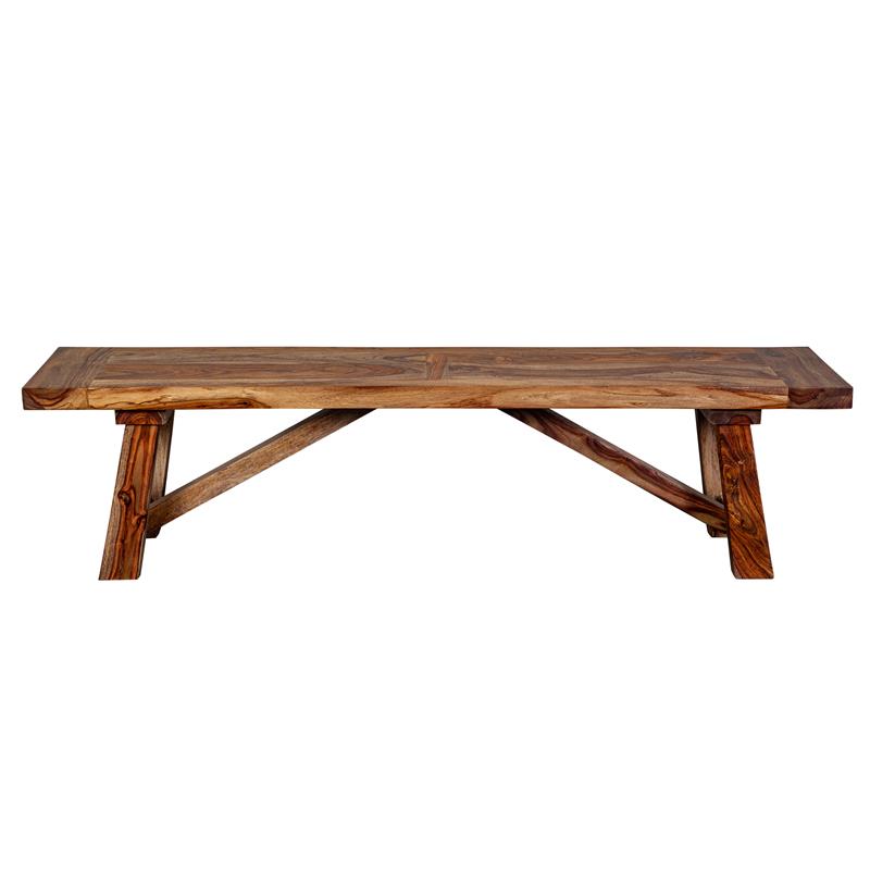 Porter Designs Kalispell Solid Sheesham Wood Dining Bench in Harvest