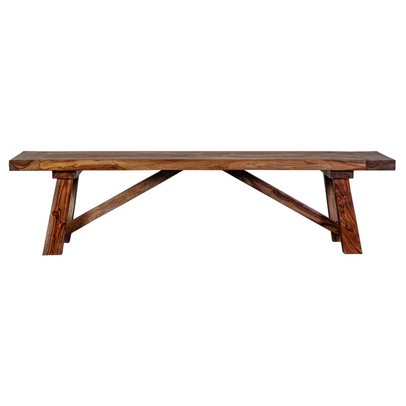 Porter Designs Kalispell Solid Sheesham Wood Dining Bench in Harvest
