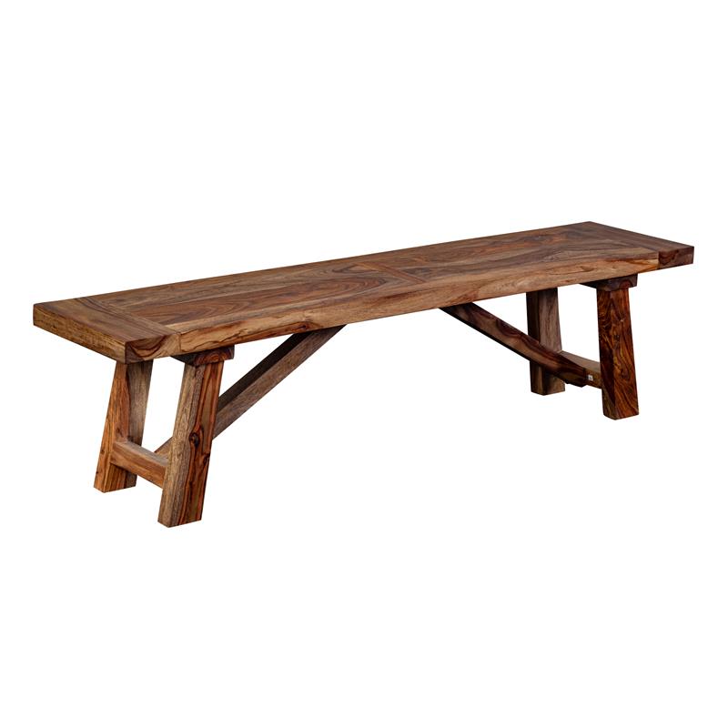 Porter Designs Kalispell Solid Sheesham Wood Dining Bench in Harvest