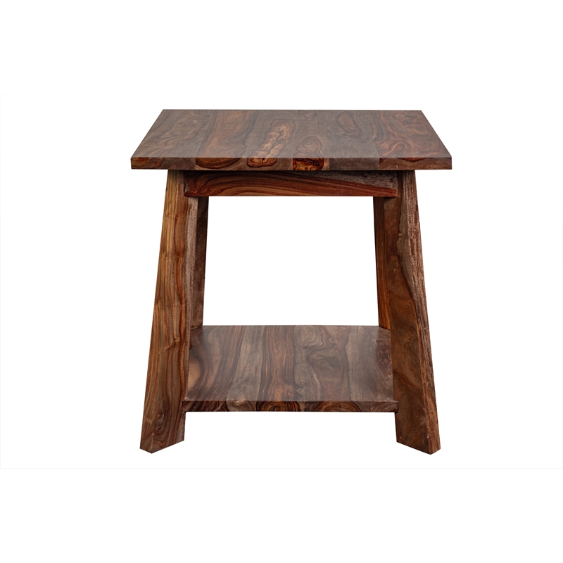 Porter Designs Kalispell Solid Sheesham Wood End Table - Harvest.