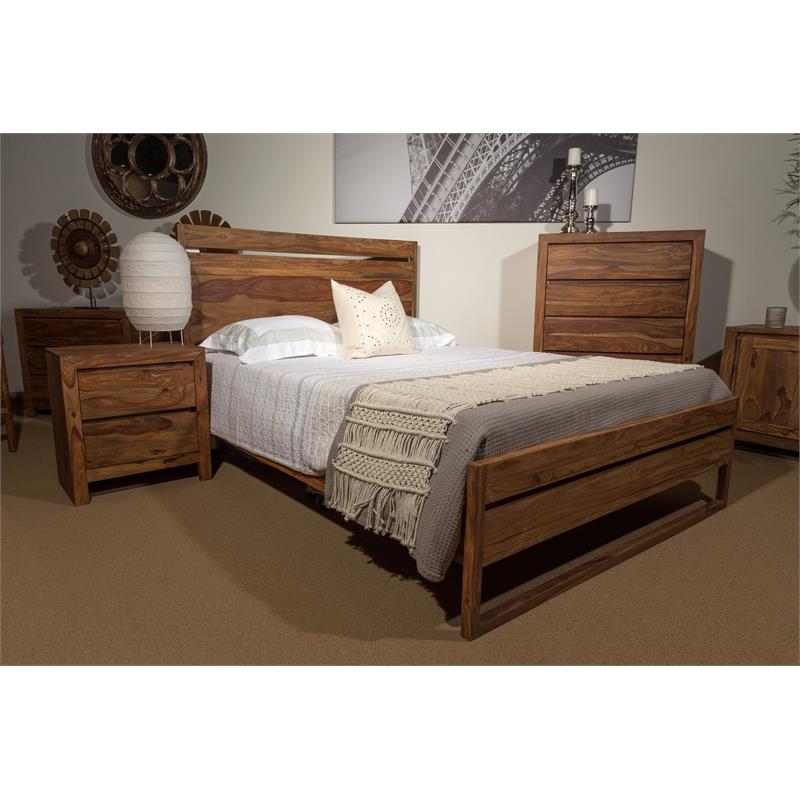 Urban Mid-Century Modern Sheesham Wood 2 Drawer Nightstand.