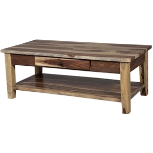 Porter Designs Taos Solid Sheesham Wood Coffee Table w/ Drawer