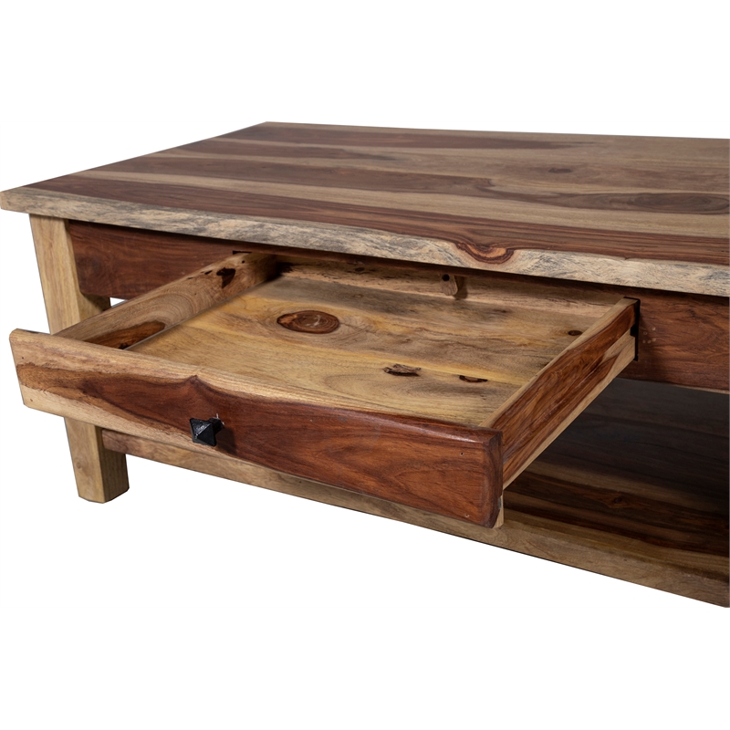 Porter Designs Taos Solid Sheesham Wood Coffee Table w/ Drawer