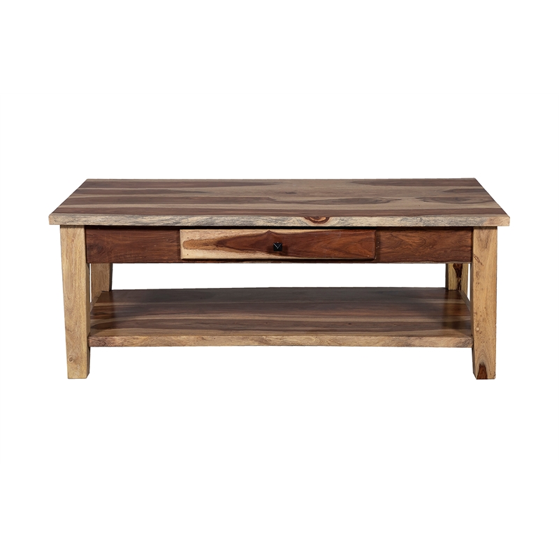 Porter Designs Taos Solid Sheesham Wood Coffee Table w/ Drawer