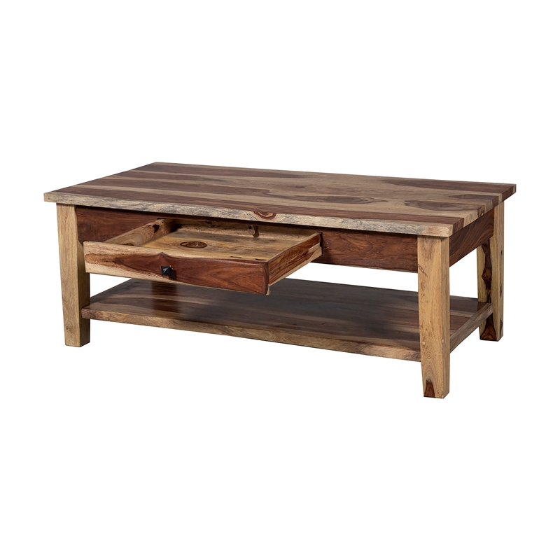 Porter Designs Taos Solid Sheesham Wood Coffee Table w/ Drawer