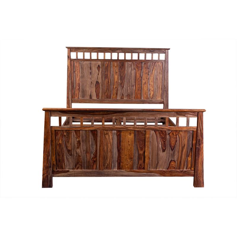 Porter Designs Kalispell Sheesham Solid Wood Queen Bed in Harvest Brown