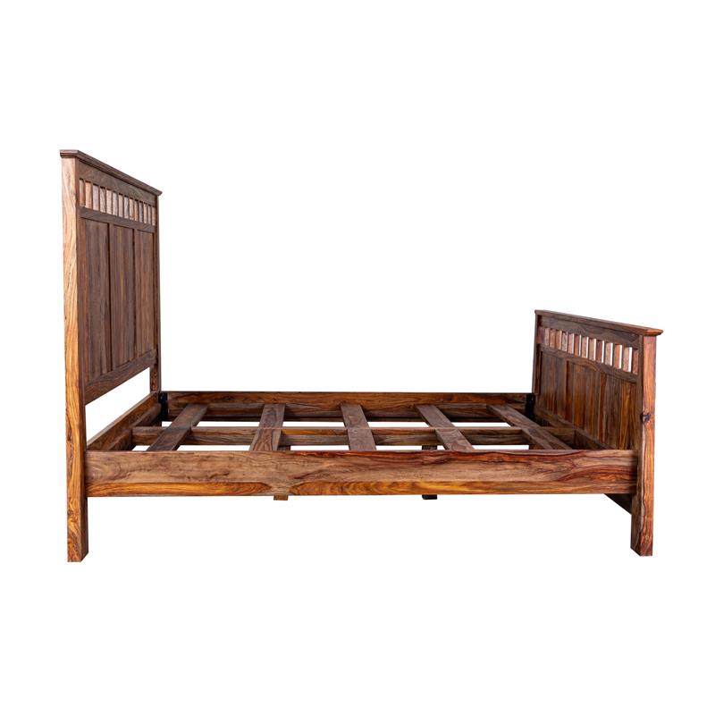 Kalispell Solid Sheesham Wood King Bed - Harvest.