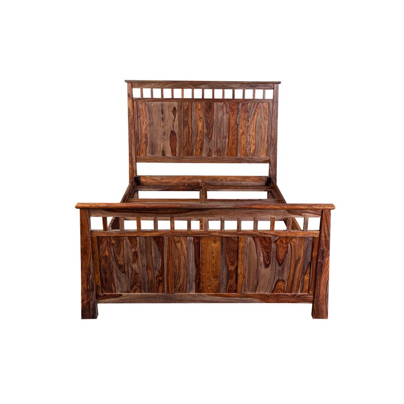 Kalispell Solid Sheesham Wood King Bed - Harvest.