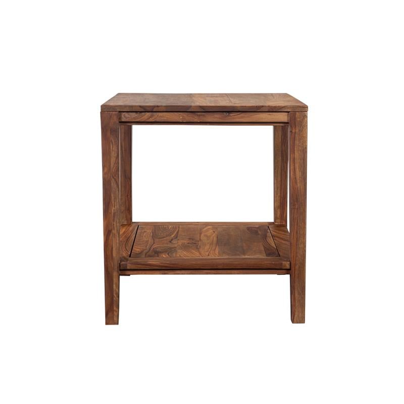 Porter Designs Fall River Solid Sheesham Wood End Table - Natural | BushFurnitureCollection.com