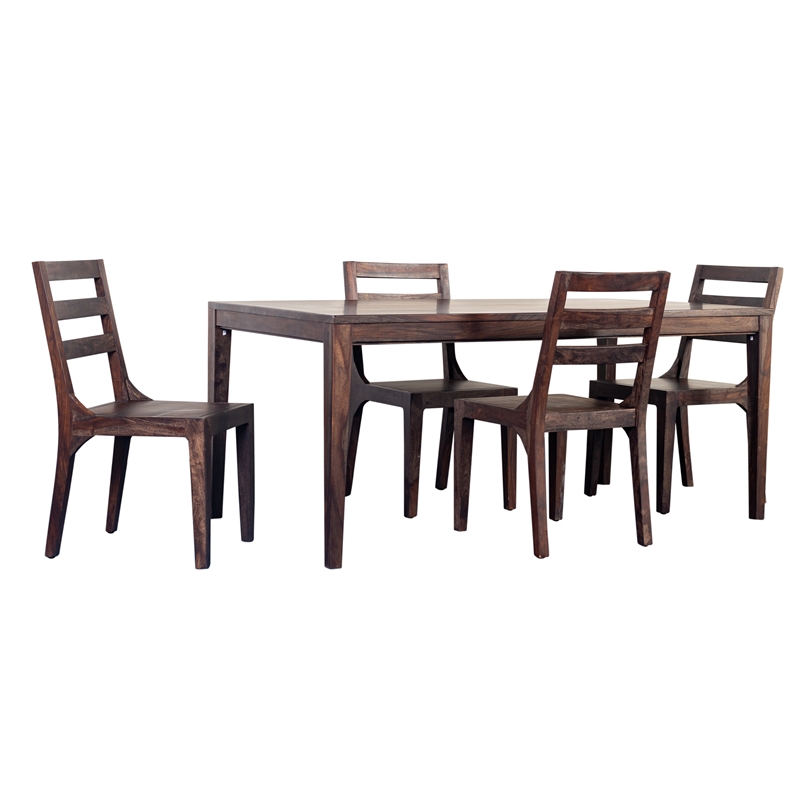 Porter Designs Fall River Solid Sheesham Wood Dining Chair in Walnut (Set of 2)