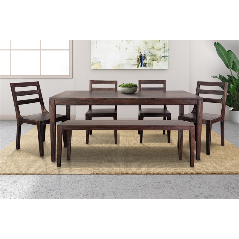 Porter Designs Fall River Solid Sheesham Wood Dining Chair in Walnut (Set of 2)