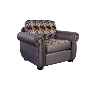 porter designs hunter wildlife pattern reversible to leather-look chair - gray