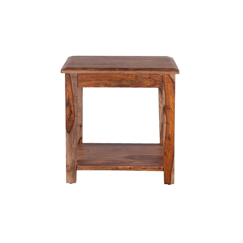 Porter Designs Sonora Solid Sheesham Wood End Table in Brown