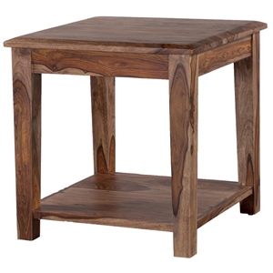 Porter Designs Sonora Solid Sheesham Wood End Table in Brown