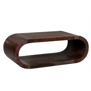 porter designs ellipse solid acacia wood coffee table - gray