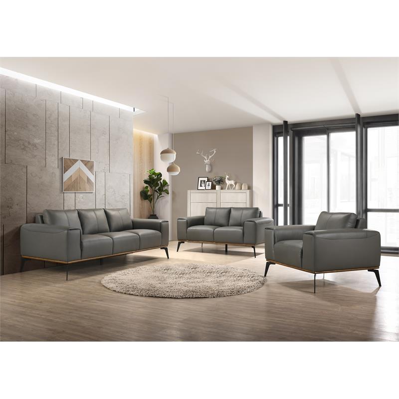 Porter Designs Pietro Top Grain Leather Sofa Gray Cymax Business