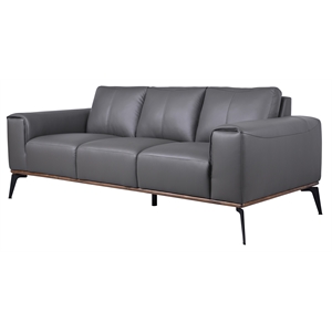 porter designs pietro top grain leather sofa - gray