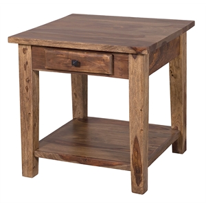 porter designs taos solid sheesham wood end table - brown
