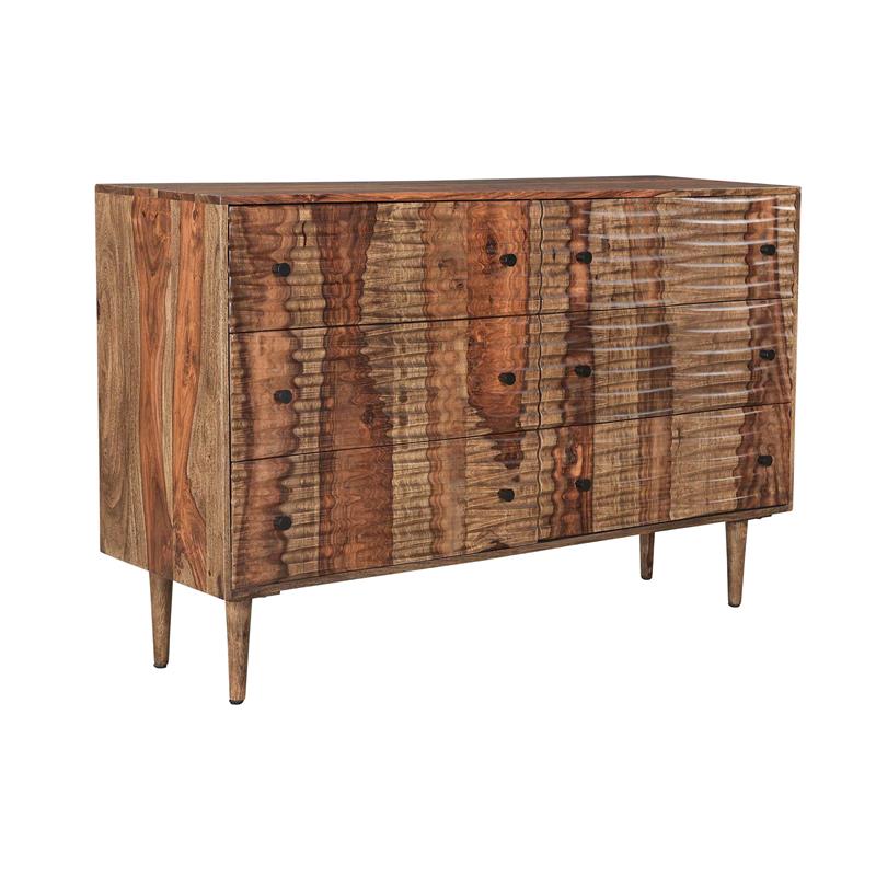 Porter Designs Waves Solid Sheesham Wood Dresser - Brown