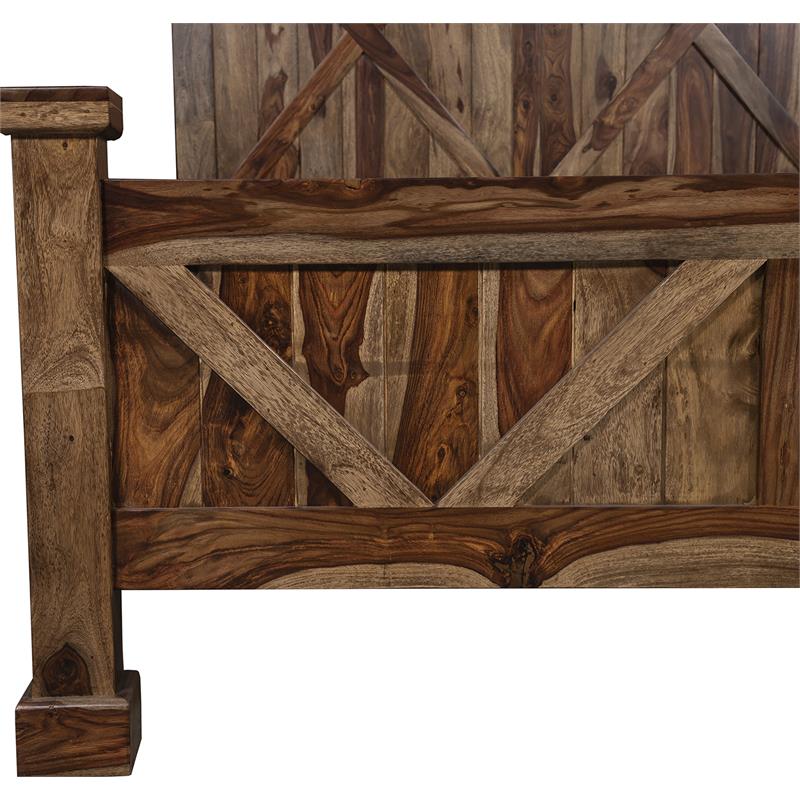 Porter Designs Crossroads Solid Sheesham Wood Queen Bed in Brown