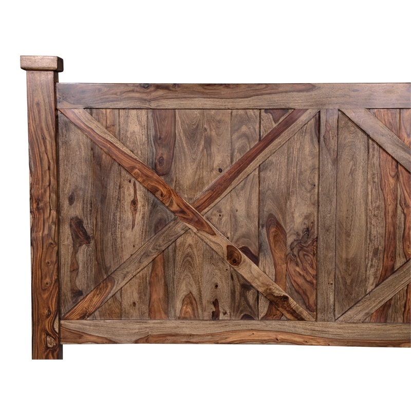 Porter Designs Crossroads Solid Sheesham Wood Queen Bed in Brown