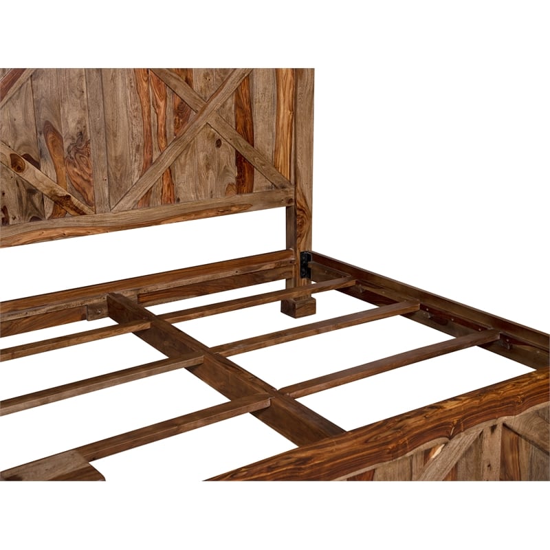 Porter Designs Crossroads Solid Sheesham Wood Queen Bed in Brown