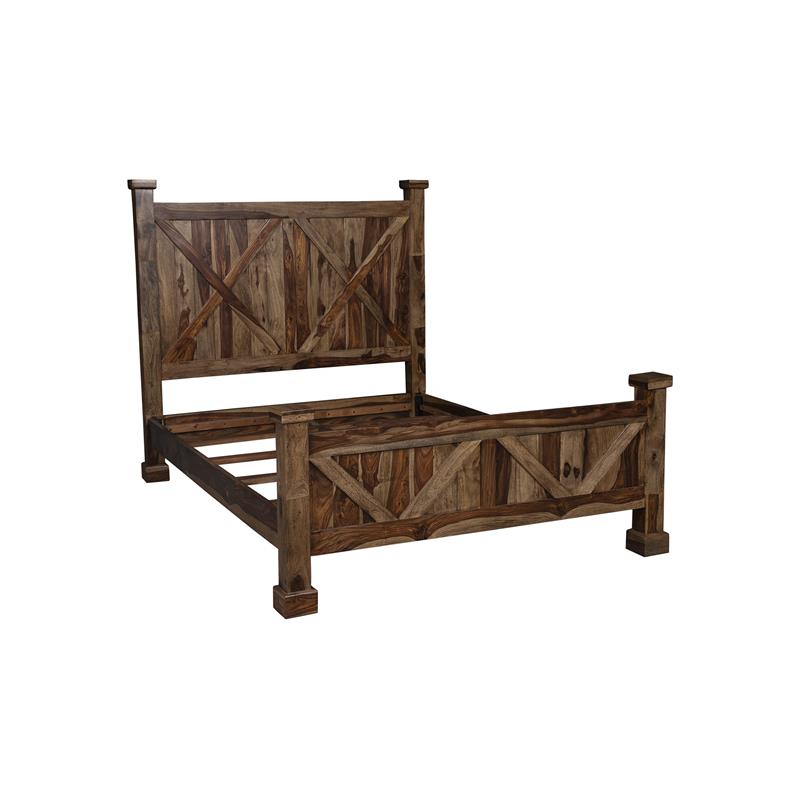 Porter Designs Crossroads Solid Sheesham Wood Queen Bed in Brown