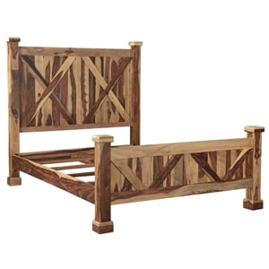Porter Designs Crossroads Solid Sheesham Wood Queen Bed in Natural