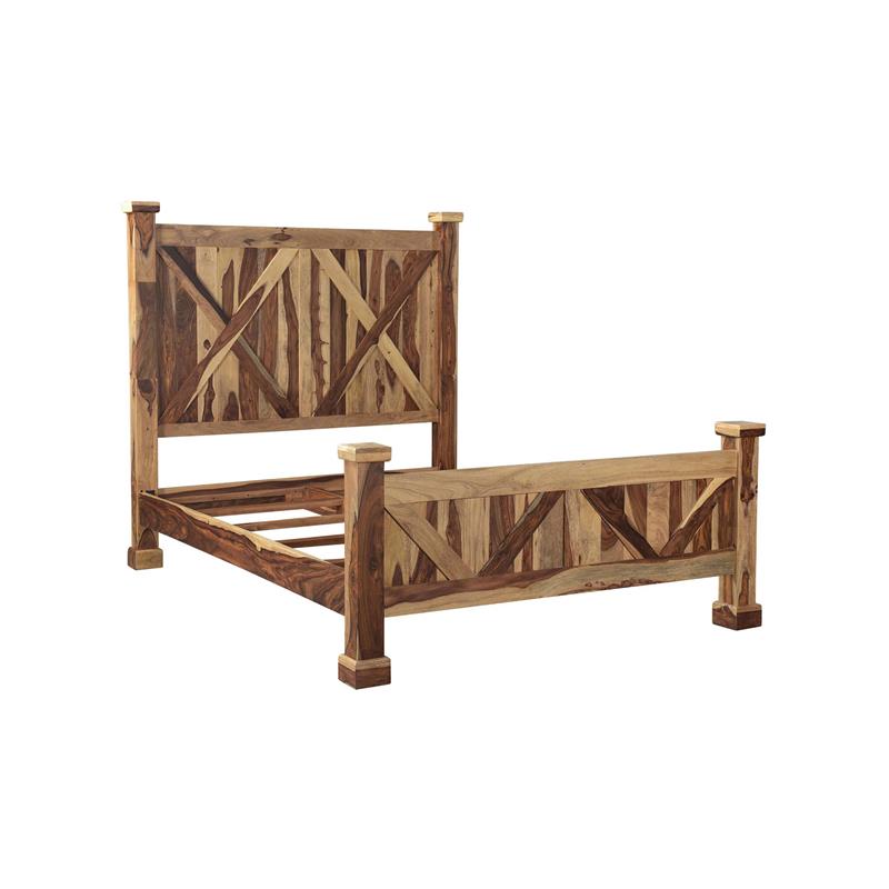 Porter Designs Crossroads Solid Sheesham Wood Queen Bed in Natural