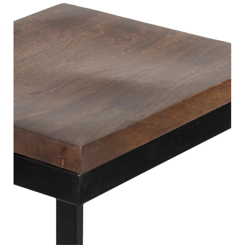 Porter Designs Cube Solid Wood & Metal Bar Stool in Brown