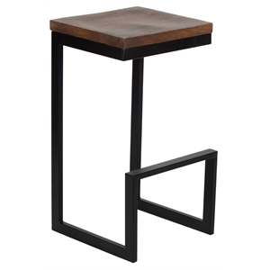 Porter Designs Cube Solid Wood & Metal Bar Stool in Brown
