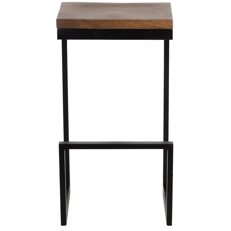 Porter Designs Cube Solid Wood & Metal Bar Stool in Brown