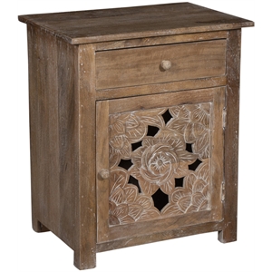 porter designs dahlia solid wood nightstand - brown