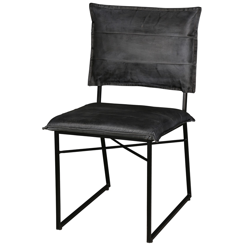 Porter Designs Malin Top Quality Leather Dining Chair in Gray (Set of 2)