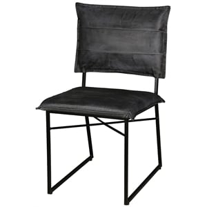 Porter Designs Malin Top Quality Leather Dining Chair in Gray (Set of 2)