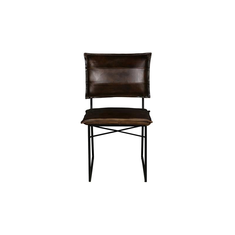 Porter Designs Malin Top Quality Leather Dining Chair in Dark Brown (Set of 2)