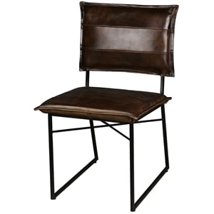 Porter Designs Malin Top Quality Leather Dining Chair in Dark Brown (Set of 2)