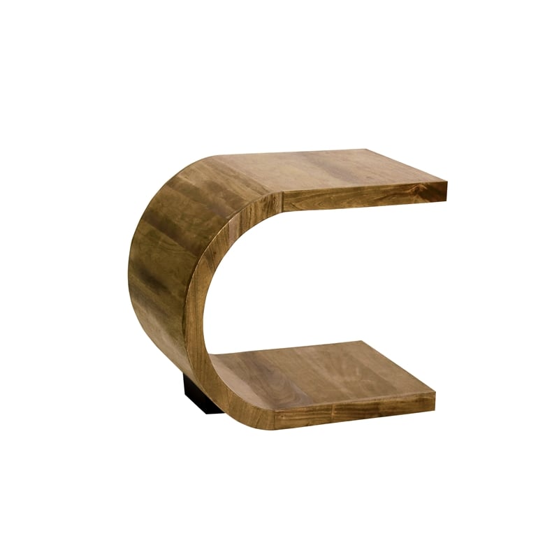 Porter Designs Ellipse Solid Acacia Wood End Table in Brown (Set of 2)