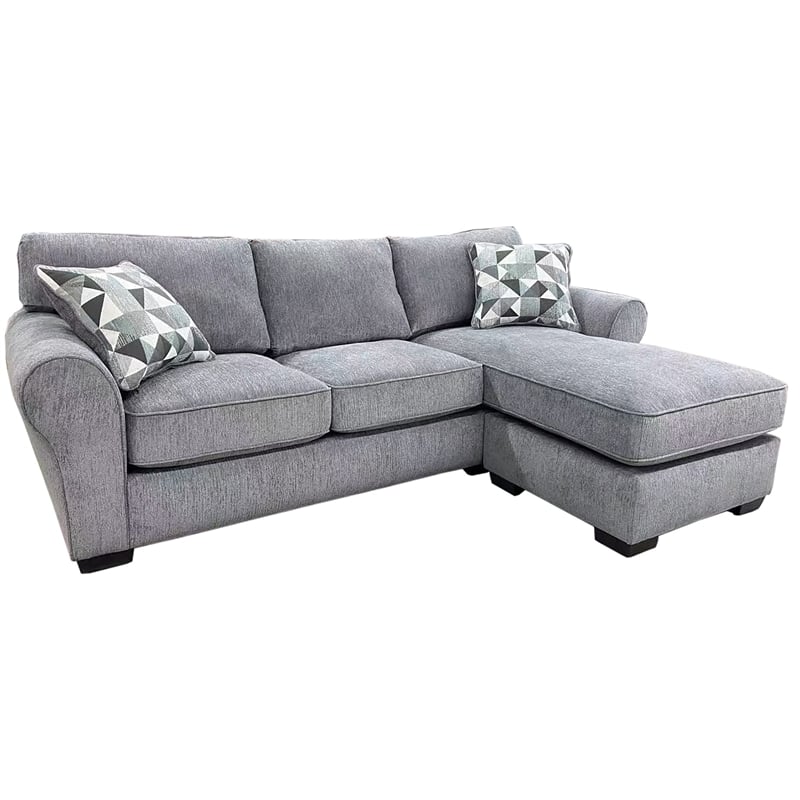 Porter Designs Savannah Soft Chenille Reversible Fabric Sectional - Gray