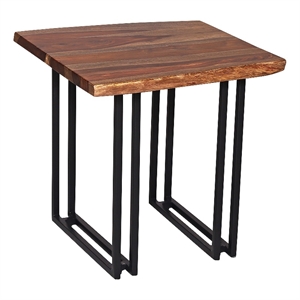 Porter Designs Manzanita Solid Sheesham Wood Live Edge End Table - Brown