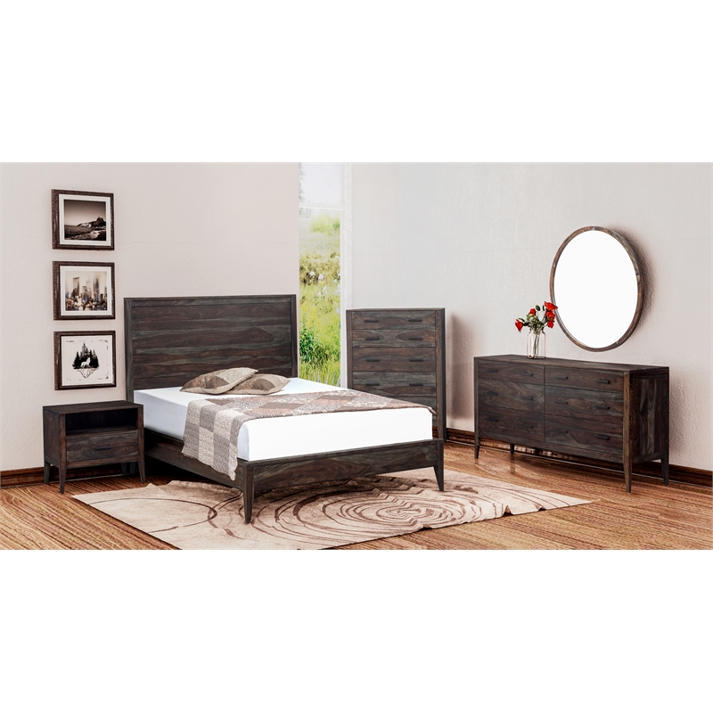 Porter Designs Fall River Solid Sheesham Wood King Bed - Gray