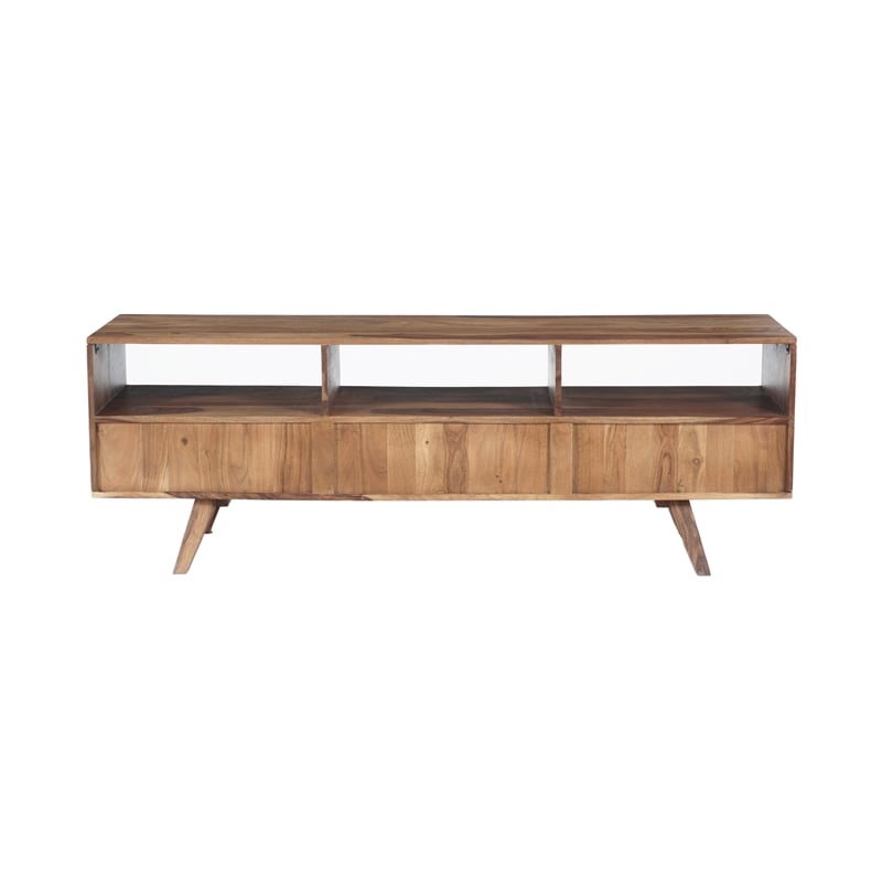 Porter Designs Fusion Solid Sheesham Wood TV Stand - Light Brown