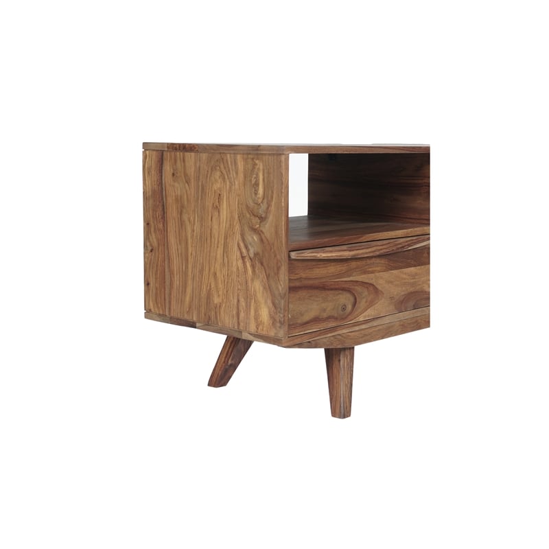 Porter Designs Fusion Solid Sheesham Wood TV Stand - Light Brown