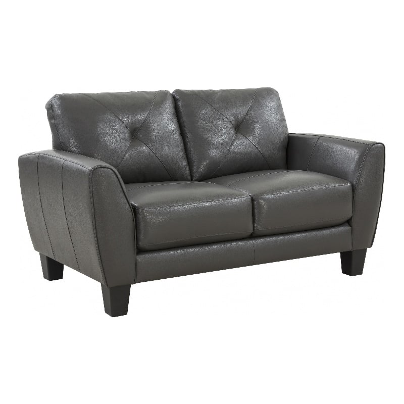 Porter Designs Trento Top Grain Leather Loveseat - Gray