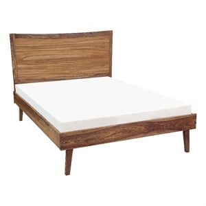 Porter Designs Fusion Solid Sheesham Wood Queen Bed - Light Brown