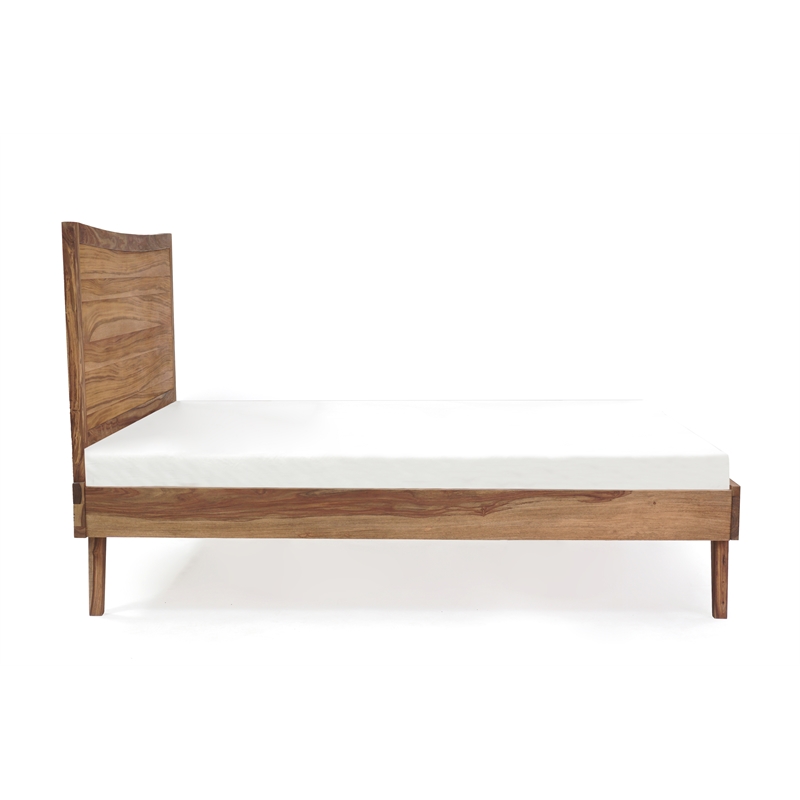 Porter Designs Fusion Solid Wood King Size Bed with Flared Legs in Light Brown