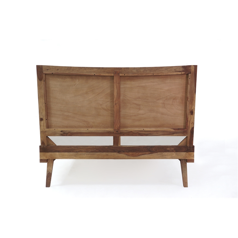 Porter Designs Fusion Solid Wood King Size Bed with Flared Legs in Light Brown