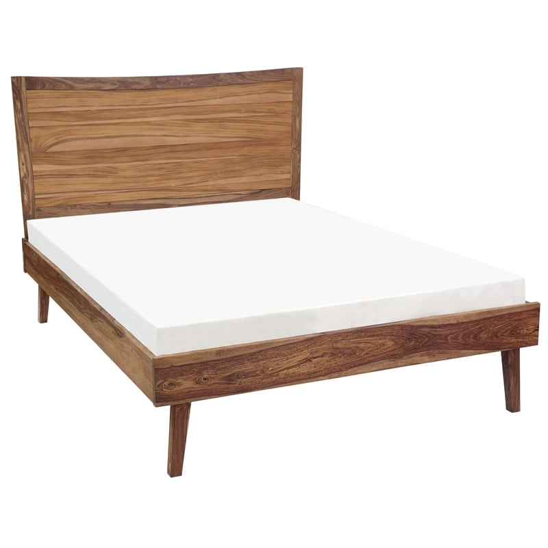 Porter Designs Fusion Solid Wood King Size Bed with Flared Legs in Light Brown