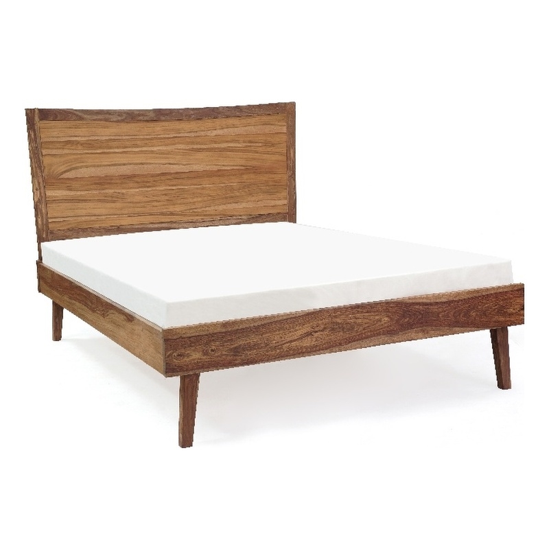 Porter Designs Fusion Solid Wood King Size Bed with Flared Legs in Light Brown
